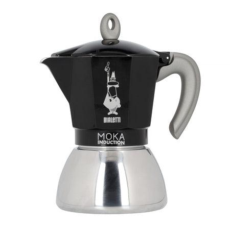 Bialetti Moka Induktion 6 Kopper Espressokande Sort – elegant italiensk mokkakande i aluminium og rustfrit stål til induktion