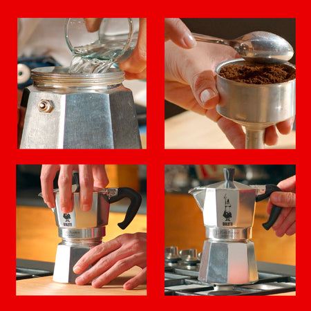 Fremvisning af hvordan man brygger kaffe på en Bialetti Moka Express 3