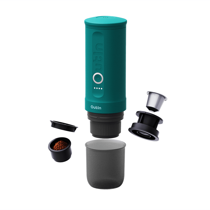 Outin Nano portable espresso maker teal