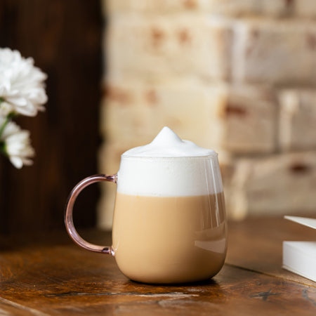 Vialli Design Bolla Kaffeglas 400 ml med Lyserød Hank – 2 stk