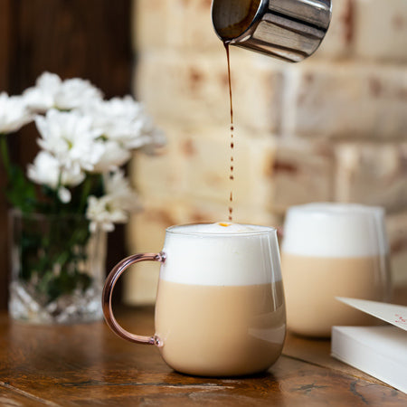 Vialli Design Bolla Kaffeglas 400 ml med Lyserød Hank – 2 stk