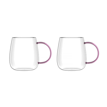 Vialli Design Bolla Kaffeglas 400 ml med Lyserød Hank – 2 stk