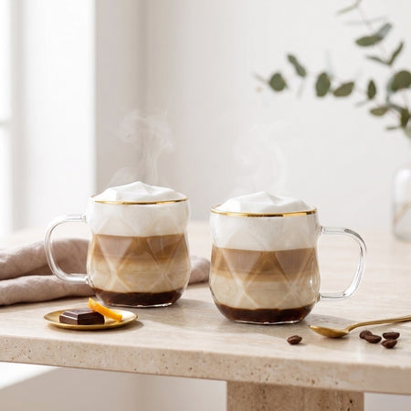 Vialli Design Geo Gold Kaffekopper 350 ml – 2 stk.