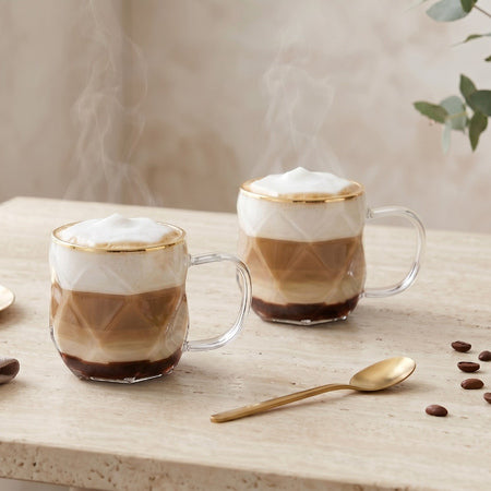 Vialli Design Geo Gold Kaffekopper 350 ml – 2 stk.