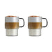 To Vialli Design Livio kaffeglas á 350 ml i klart rillet glas med grå hanke
