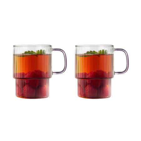 Vialli Design Livio Kaffeglas 350 ml – Lyserød hank, 2 stk.