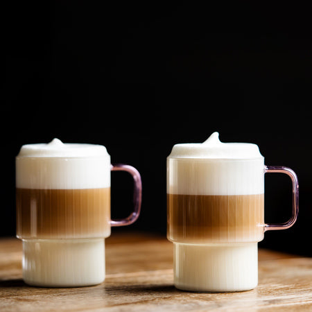 Vialli Design Livio Kaffeglas 350 ml – Lyserød hank, 2 stk.