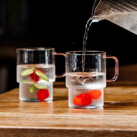 Vialli Design Livio Kaffeglas 350 ml – Lyserød hank, 2 stk.